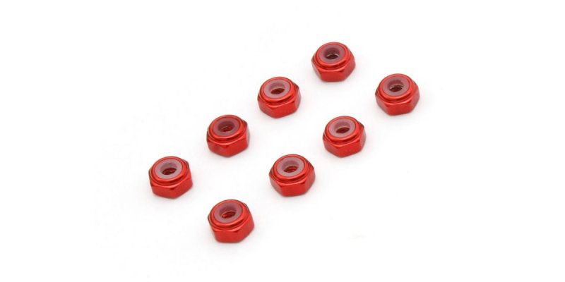 Kyosho MZW128R - M2 Aluminium Nylon Color Nut 8pcs(Red)