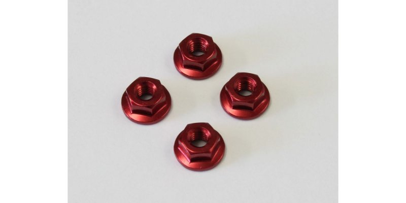 Kyosho 1-N4045FA-R - Nut(M4x4.5)Flanged(Aluminum/Red/4pcs)