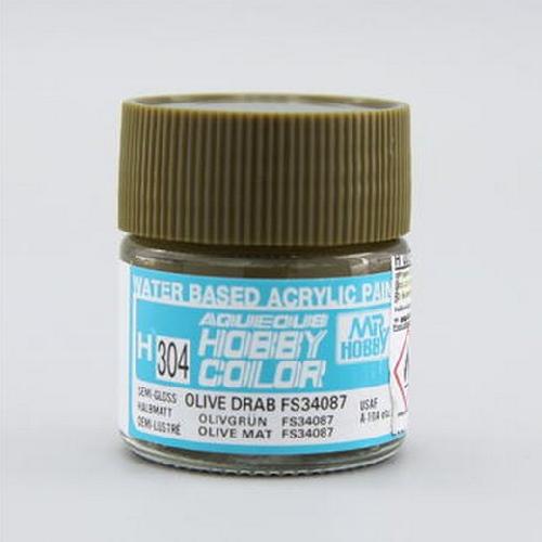 Mr.Hobby GSI-H304 - Olive Drab FS34087 - Semi-Gloss 10ml Gunze Aqueous Hobby Color Acrylic Paint