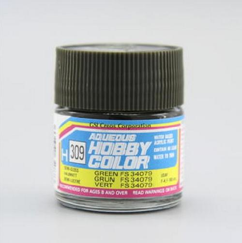 Mr.Hobby GSI-H309 - Dark Green FS34079 - Semi-Gloss 10ml Gunze Aqueous Hobby Color Acrylic Paint