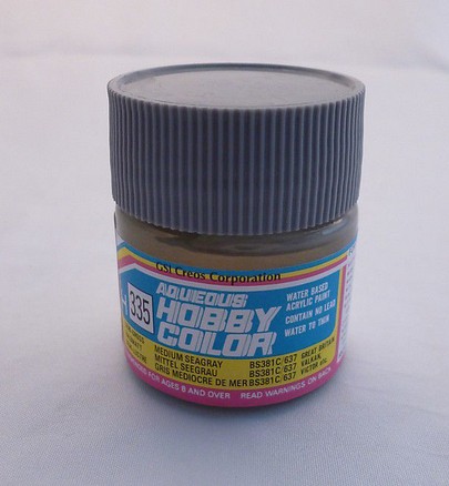 Mr.Hobby GSI-H335 - Medium Sear Grey BS381C 637 - Semi-Gloss 10ml Gunze Aqueous Hobby Color Acrylic Paint
