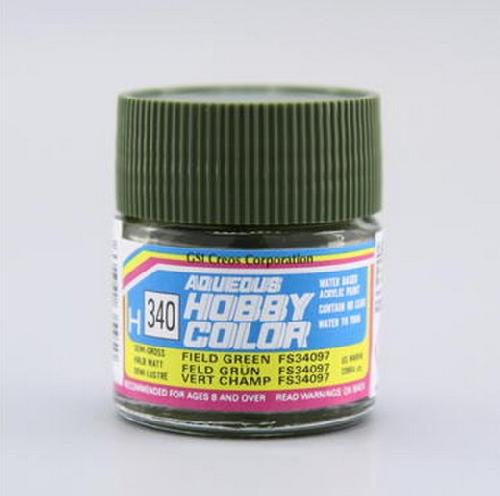 Mr.Hobby GSI-H340 - Field Green FS34097 - Semi-Gloss 10ml Gunze Aqueous Hobby Color Acrylic Paint