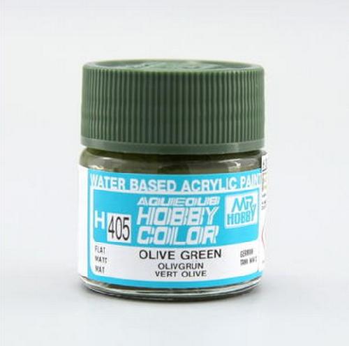 Mr.Hobby GSI-H405 - Olive Green  - Flat 10ml Gunze Aqueous Hobby Color Acrylic Paint For WWII German Tank