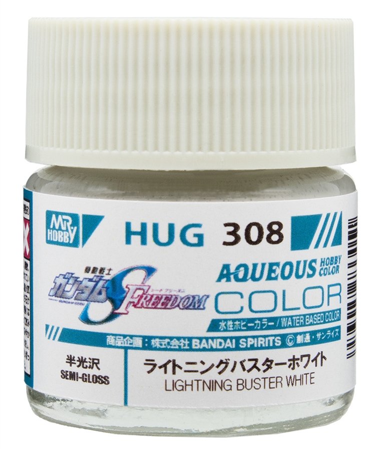 Mr.Hobby HUG308 - Lightning Buster White (Semi-gloss 10ml) Gundam Seed Freedom Aqueous Color