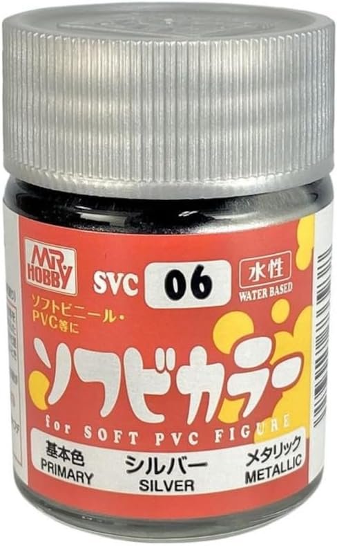 Mr.Hobby SVC06 - Water-Based Sofubi Color Metallic Silver (18ml) For Soft PVC Figure
