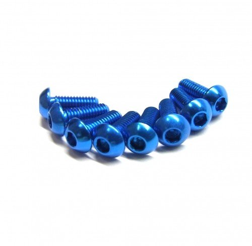 RACEOPT Aluminium Screw 8pcs, 3 x 8mm (Round Head) -Blue (RO-ABH3X8T-B)