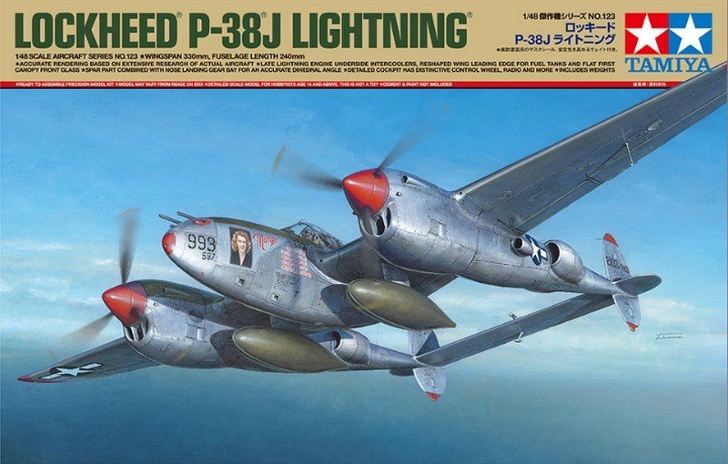 Tamiya 61123 - 1/48 Lockheed P-38 J Lightning Military Aircraft