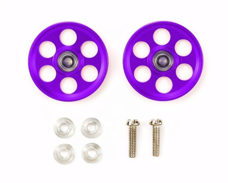 Tamiya 95539 - HG Lightweight Aluminum Ringless Ball-Race Rollers (19mm, Purple)