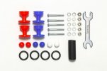 Tamiya 15525 - Low Friction Plastic Double Rollers w/Rubber Rings (Red & Blue/13-12mm)