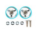 Tamiya 94933 - JR 17mm Aluminum Rollers - w/Plastic Rings (Light Blue)