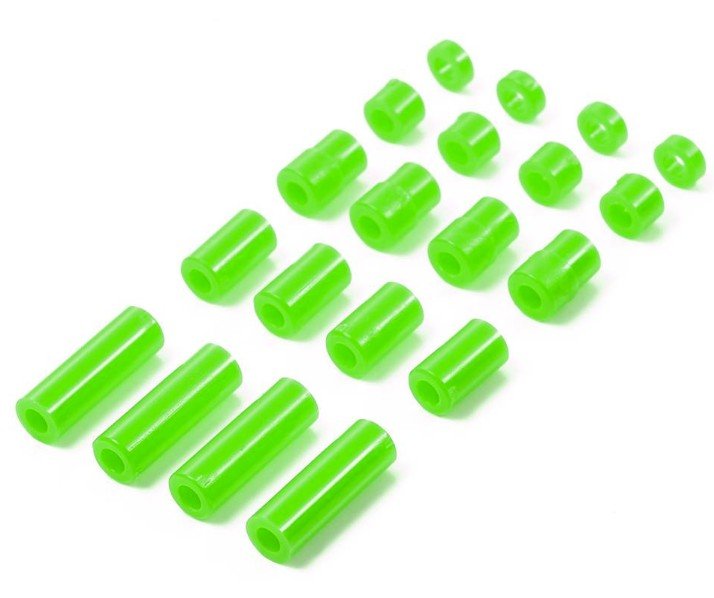 Tamiya 95443 - Lightweight Plastic Spacer Set (12/6.7/6/3/1.5mm) (Fluorescent Green)