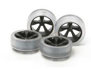 Tamiya 94896 - JR Soft Low-Profile Tire - w/Carbon 5-Spoke Wheel Set