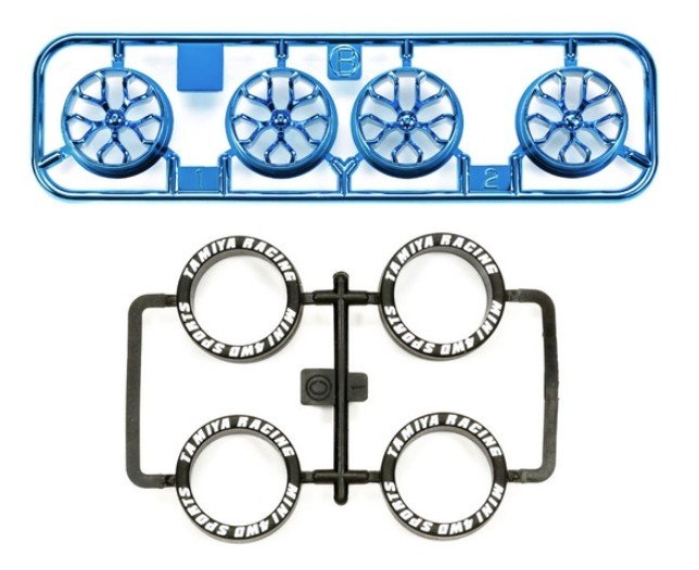 Tamiya 95528 - Lo-Pro Tire & Blue Plated Wheel Y Spoke