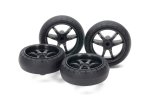 Tamiya 15546 - Jr 31mm Large Diameter Low-Friction Archer Tires w/V-Spoke Carbon Wheels