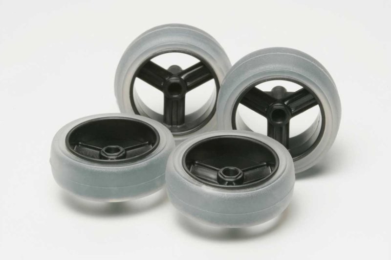 Tamiya 15366 - Large Diameter Carbon Wheel w/Soft Slick Tires Set