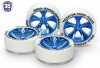 Tamiya 95099 - White Tire with Blue Plated A-Spoke Wheels 35th Anniversary
