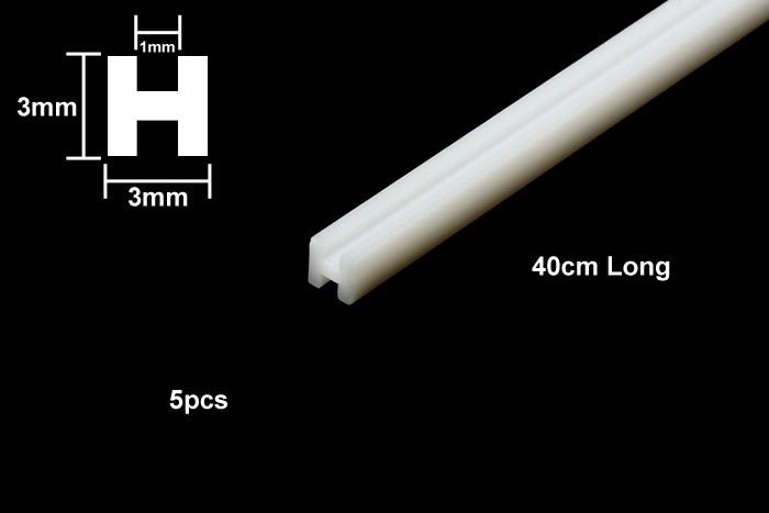 Tamiya #70201 - Plastic Beams 3mm H Shaped - 5pcs