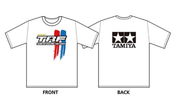 Tamiya 67243 - Tamiya Racing Factory Stripe (TRF) Logo T-Shirt A Type (White) - XL Size
