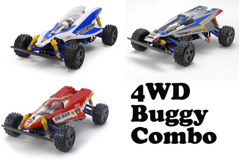 Tamiya Buggy Combo 1/10 #47457 Fire Dragon 2020 & #47458 Thunder Dragon 2021 & #47459 Saint Dragon 4WD 2021 (w/o ESC)