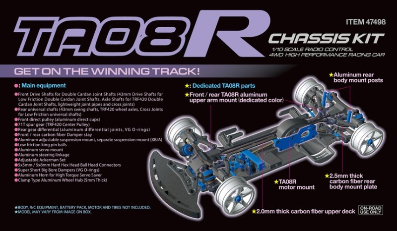 Tamiya 47498 TA-08R Chassis Kit for On-Road RC Models