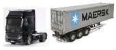 Tamiya 56342-56326 - 1/14 RC Mercedes-Benz Actros 1851 GigaSpace Black Edition With 3-Axle Container Trailer Maersk 40ft Super Combo