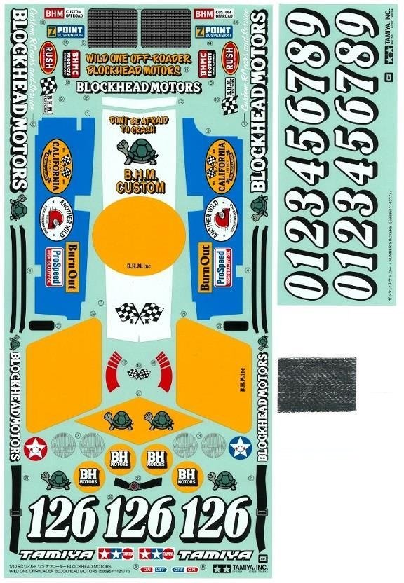 Tamiya 9490041 - Sticker/Race Numbers: 58695 Wild One Off-Roader (Blockhead Motors)