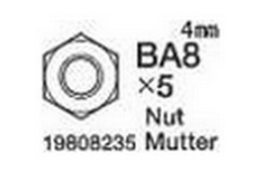 Tamiya 9808235 - RC 4mm Aluminum Nut (5 pcs.)