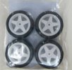 Team Powers Mini Rubber Tire Set ( Pre-Glued, 28R, 1set 4pcs, WH) - for any Tamiya M-chasis car or Mini 1:10 Touring car (TP-MPG2804) (WH)