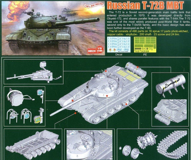 Trumpeter 00924 1/16 Mô Hình Xe Tăng Soviet Army T-72B Main Tank
