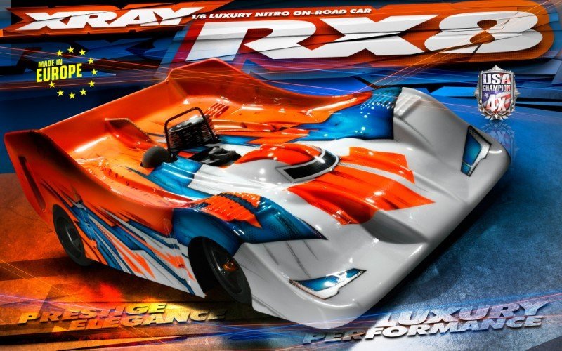 XRAY 340005-M7  RX8 2017 Specs - 1/8 Luxury Nitro On-road Car W/Nova Mito7 + 51011 Pipe Set